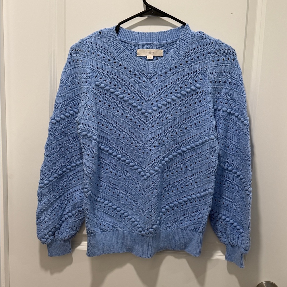 LOFT Women's Light Blue Textured Sweater